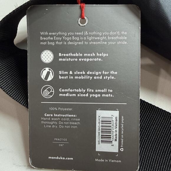 Manduka Breathe Easy Yoga Mat Carrier Pocket Sling Bag Adjustable Strap Black main image 11